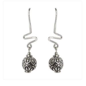 Jody Coyote Sterling Silver Zig Zag Harmony Ball Filigree Drop Earrings NWT